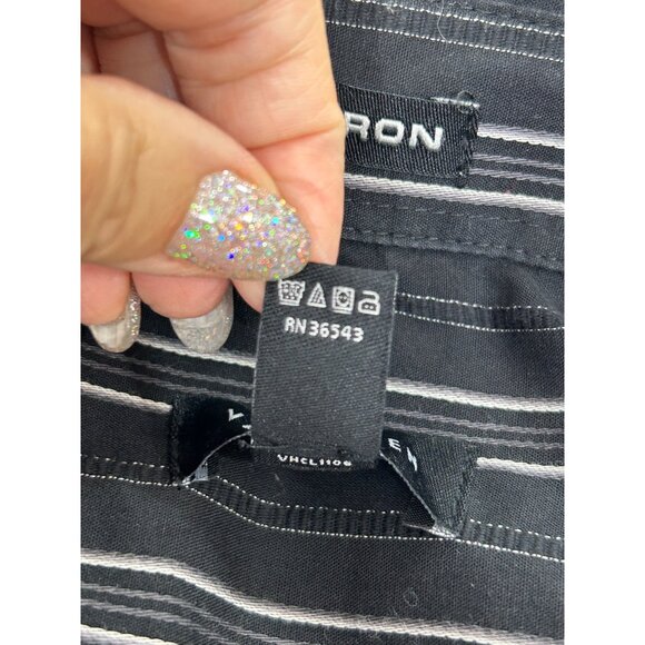 Van Heusen Men’s Button Up Shirt XL Black White Striped 17 - 17 1/2 Cotton Blend - Picture 6 of 6